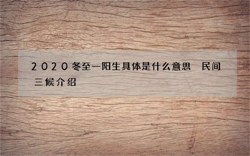 2020冬至一阳生具体是什么意思 民间三候介绍
